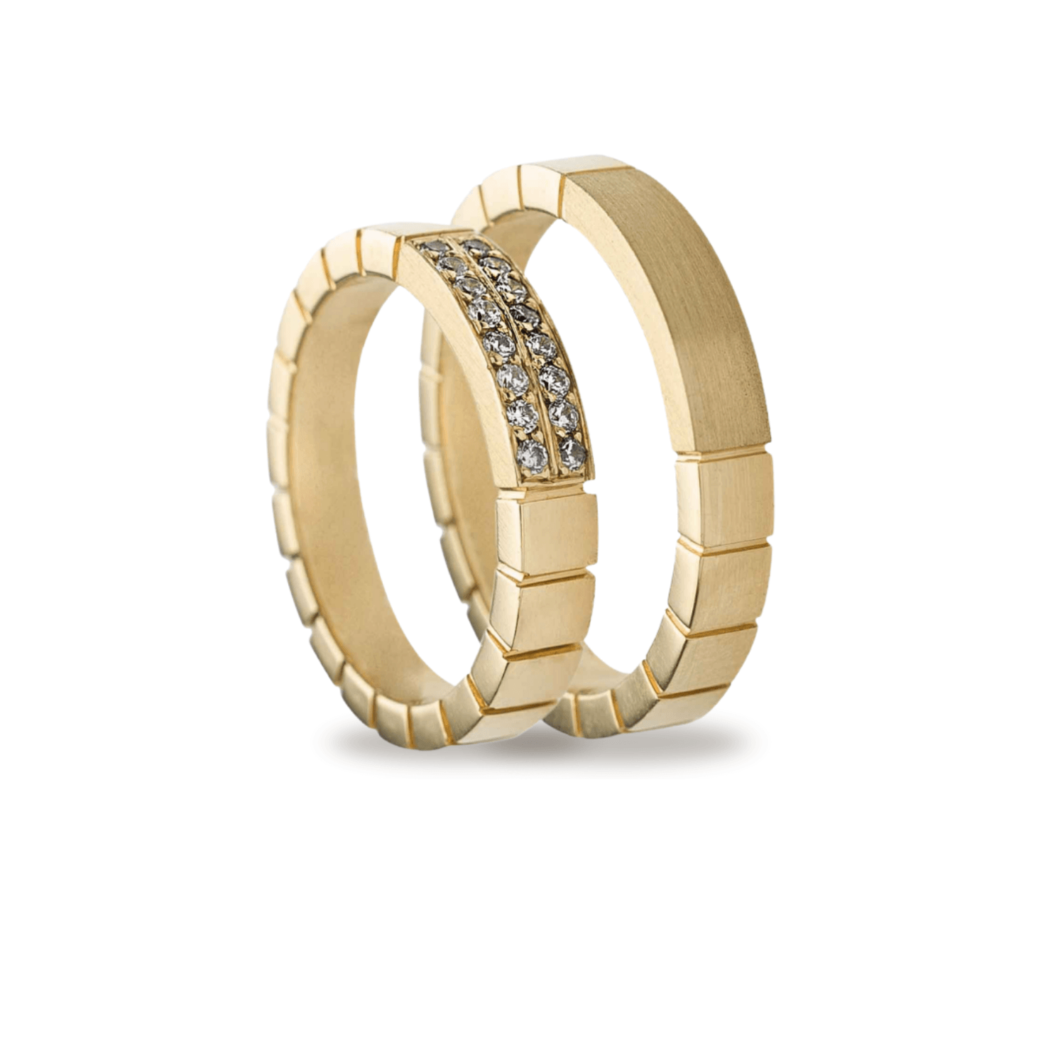 Βέρες Σετ Χρυσές Ματ με Ζιργκόν MASCHIO FEMMINA TMF-12 - themelidisjewels