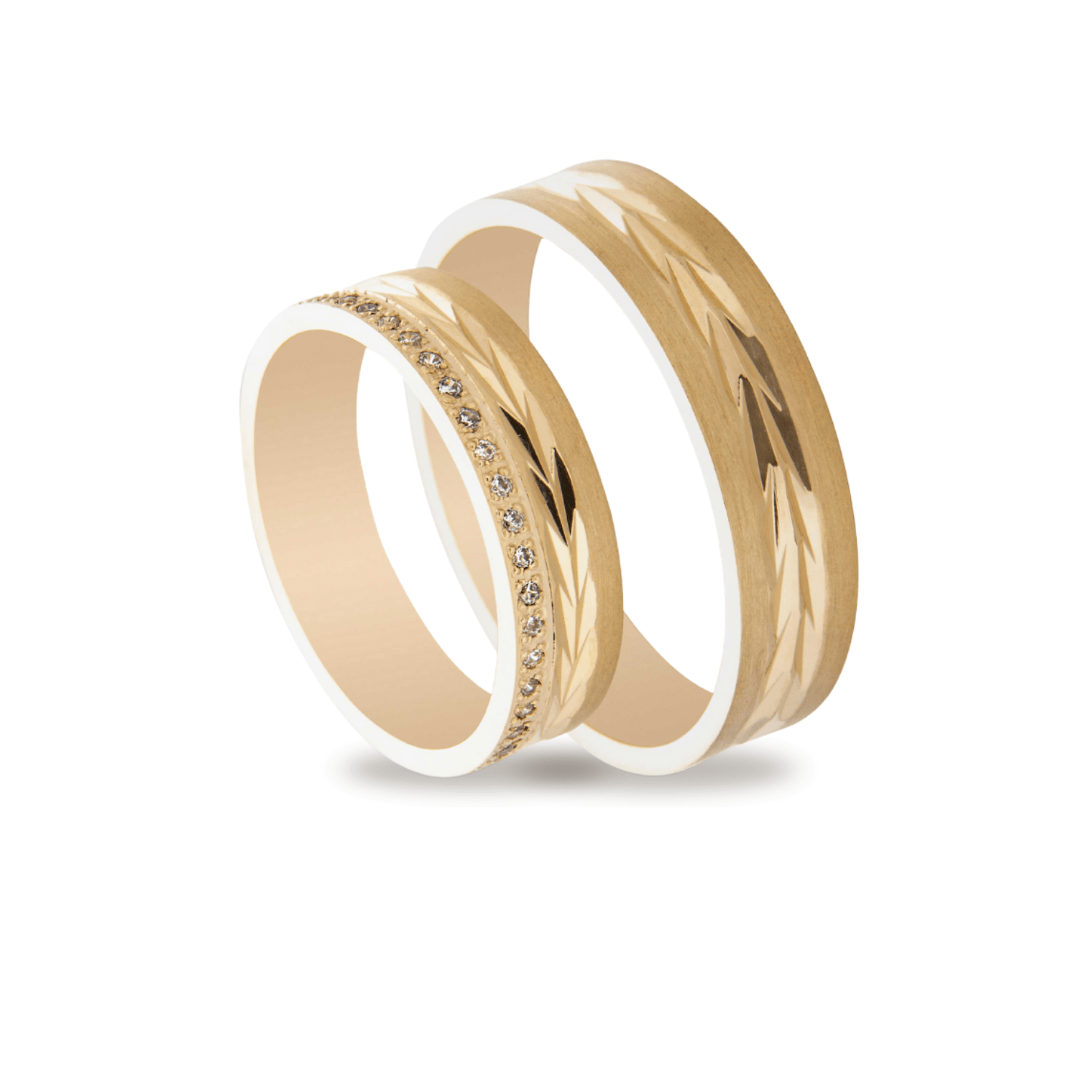 Βέρες Σετ Χρυσές με Σχέδια και Ζιργκόν MASCHIO FEMMINA TMF-99 - themelidisjewels