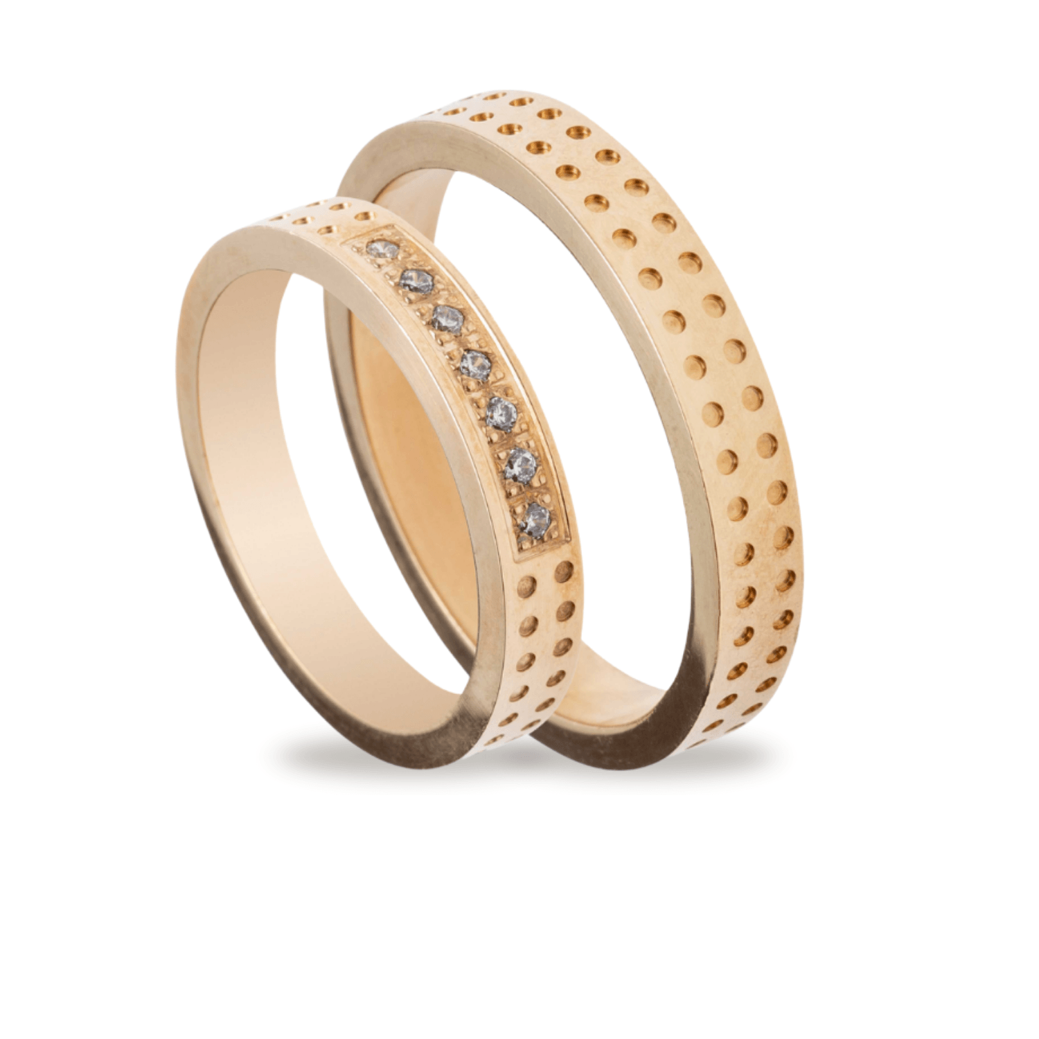 Βέρες Σετ Χρυσές με Τρυπιτό Σχέδιο και Ζιργκόν MASCHIO FEMMINA TMF-55 - themelidisjewels