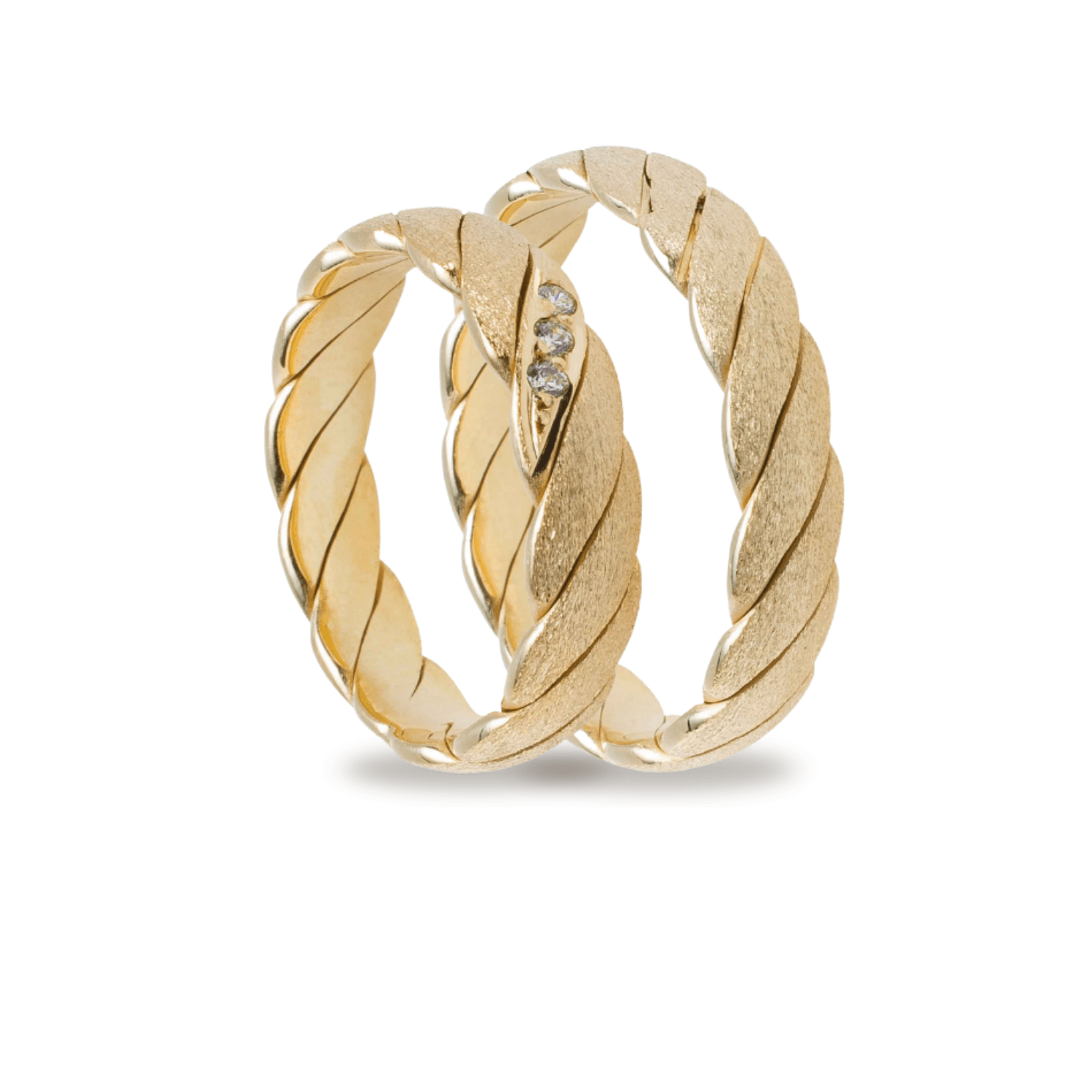 Βέρες Σετ Χρυσές Σαγρέ Σκαλιστές με Ζιργκόν MASCHIO FEMMINA TMF-39 - themelidisjewels