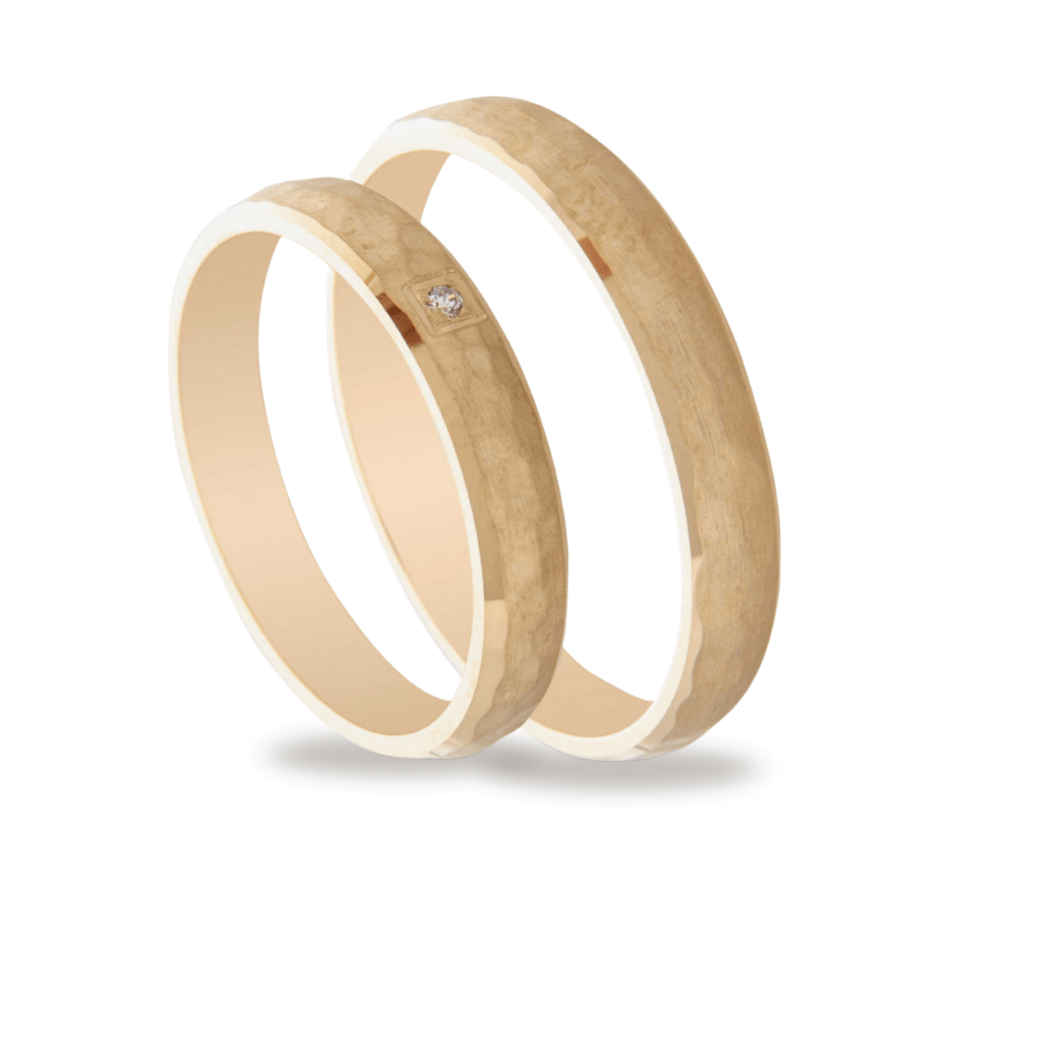 Βέρες Σετ Χρυσές Σφυρίλατες με Ζιργκόν MASCHIO FEMMINA TMF-85 - themelidisjewels