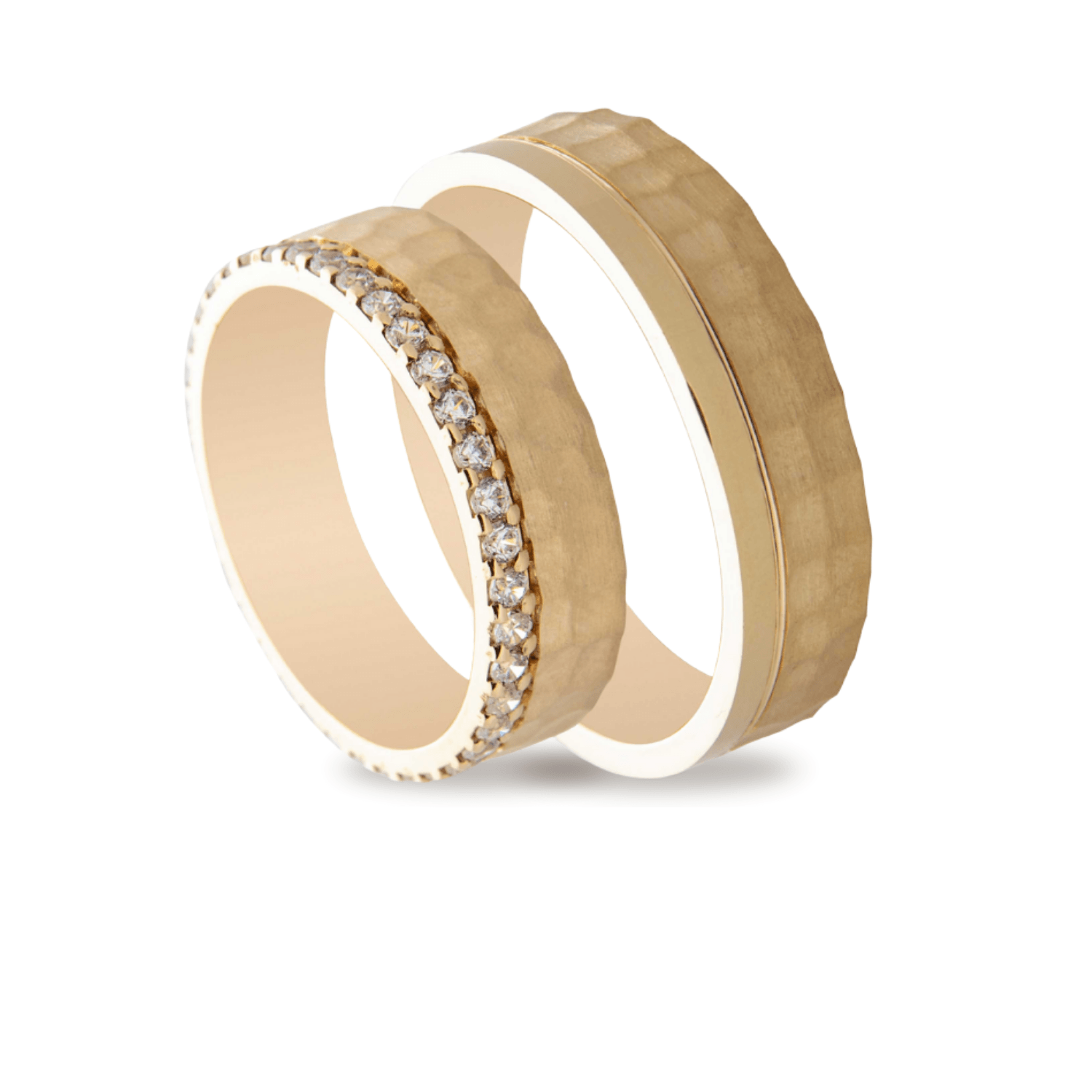 Βέρες Σετ Χρυσές Σφυρίλατες με Ζιργκόν MASCHIO FEMMINA TMF-87 - themelidisjewels