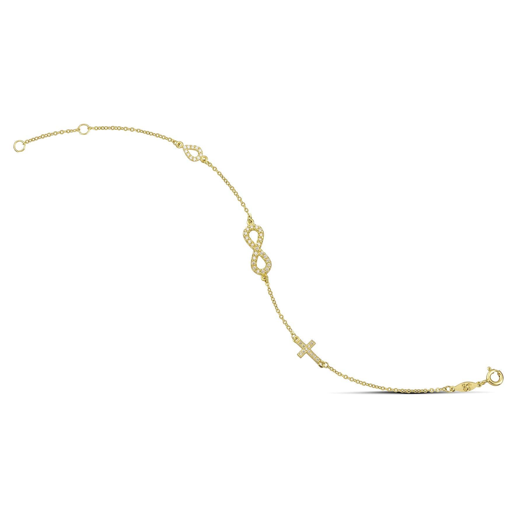 Βραχιόλι χρυσό με άπειρο και σταυρό - themelidisjewels
