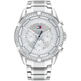 Γυναικείο ρολόι Tommy Hilfiger Kenzie 1782557 με ασημί ατσάλινο μπρασελέ και ασημί καντράν διαμέτρου 40mm με ζιργκόν.
