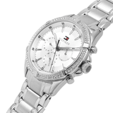Γυναικείο ρολόι Tommy Hilfiger Kenzie 1782557 με ασημί ατσάλινο μπρασελέ και ασημί καντράν διαμέτρου 40mm με ζιργκόν.