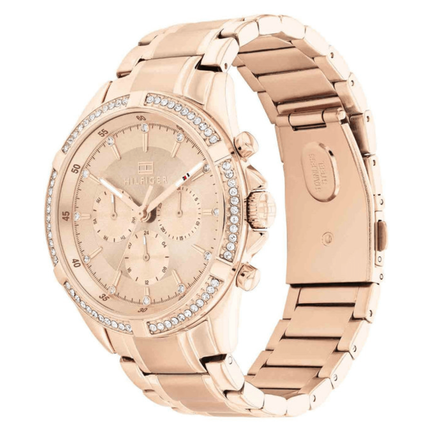 Γυναικείο ρολόι Tommy Hilfiger Kenzie 1782558 με ροζ χρυσό ατσάλινο μπρασελέ και ροζ χρυσό καντράν διαμέτρου 40mm με ζιργκόν.