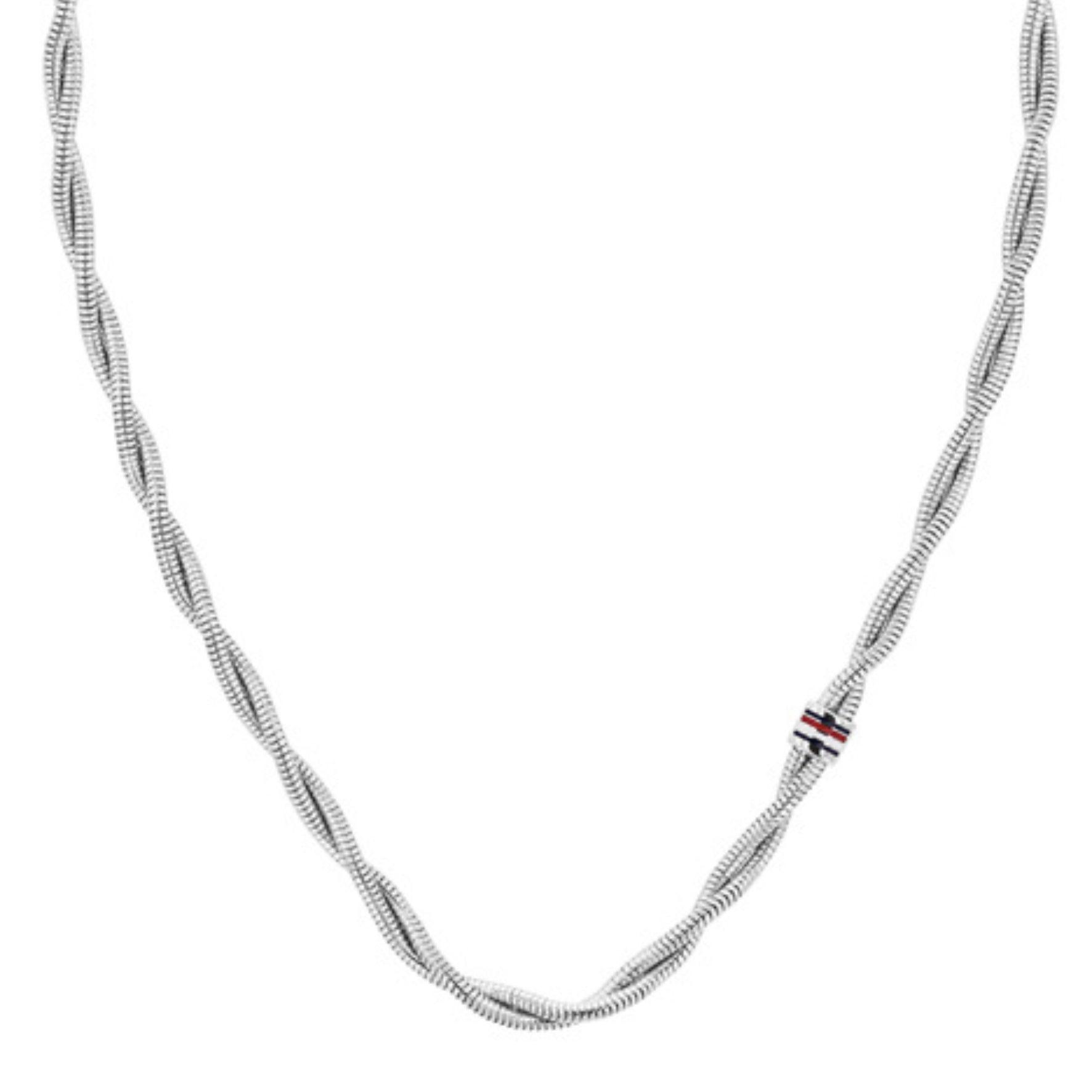 Γυναικείο κολιέ με στριφτή αλυσίδα Tommy Hilfiger κατασκευασμένο από χειρουργικό ατσάλι σε ασημί χρώμα.