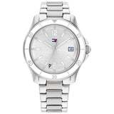 Γυναικείο ρολόι Tommy Hilfiger Brooke 1782512, με μπρασελέ σε ασημί χρώμα από ανοξείδωτο ατσάλι και ασημί καντράν με λειτουργία ημερομηνίας.