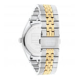 Γυναικείο ρολόι Tommy Hilfiger Monica 1782591, με δίχρωμο μπρασελέ σε ασημί-χρυσό χρώμα από ανοξείδωτο ατσάλι και μαύρο καντράν με χρονογράφους.