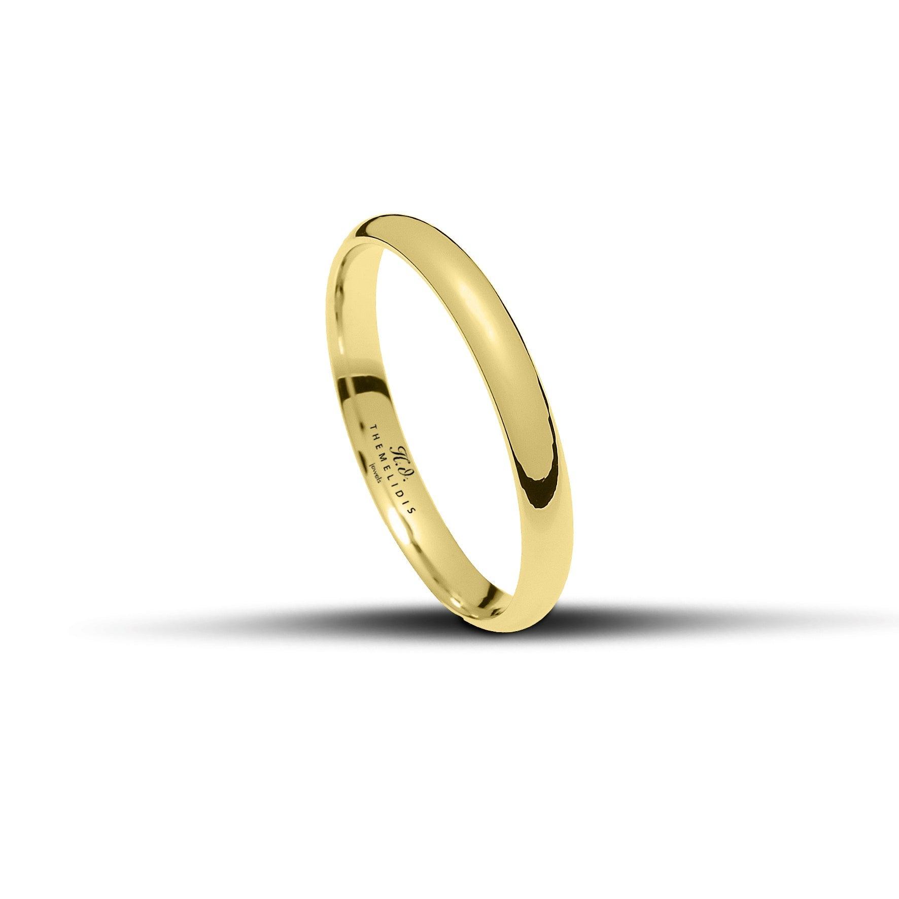 Κλασικές βέρες γάμου χρυσές. Πλάτος: 3mm