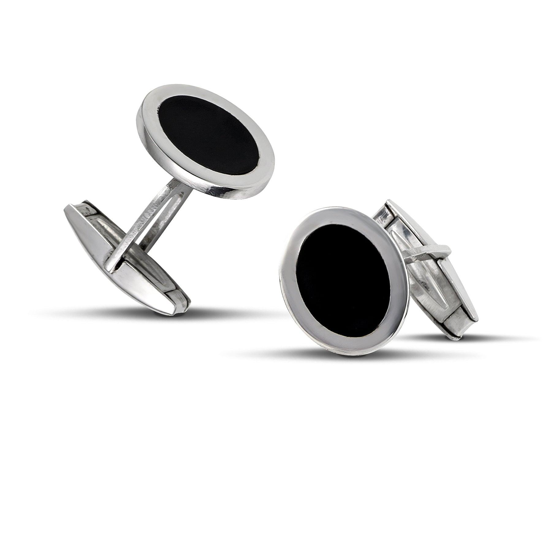 Ανδρικά μανικετόκουμπα ασήμι 925 με μαύρο σμάλτο.