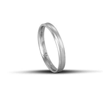 Μοντέρνες βέρες γάμου λευκόχρυσες σαγρέ με γραμμή στη μέση, πλάτους 3 mm