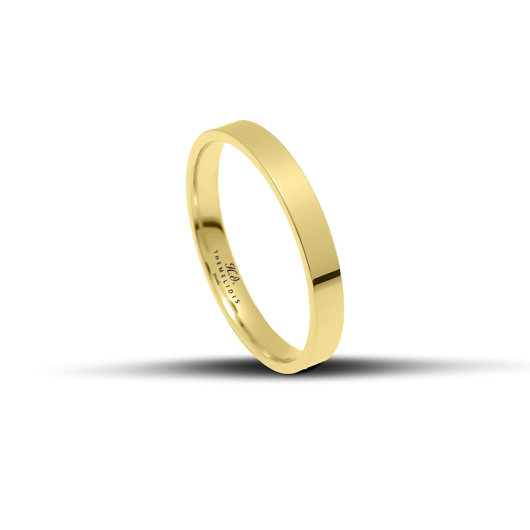 Μοντέρνες Βέρες Γάμου. Χρυσές, Πλακέ. Πλάτος: 3 mm.