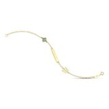 Παιδική ταυτότητα βραχιόλι από χρυσό 9 καρατίων με μπλε σταυρουδάκι και πεταλούδα.