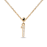 PD Paola Charm αριθμός ένα (1), επιχρυσωμένο ασήμι με ζιργκόν., με κολιέ η βραχιόλι.