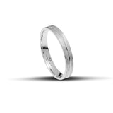 Πρωτότυπες λευκόχρυσες βέρες γάμου 3.5mm με σαγρέ φινίρισμα — minimal, κομψές και διαχρονικά elegant, ιδανικές για ζευγάρια με στυλ.