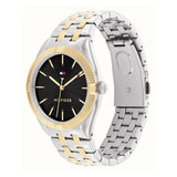 Γυναικείο ρολόι Tommy Hilfiger Rachel 1782549 με δίχρωμο ασημί-χρυσό ατσάλινο μπρασελέ και μαύρο καντράν διαμέτρου 34mm.
