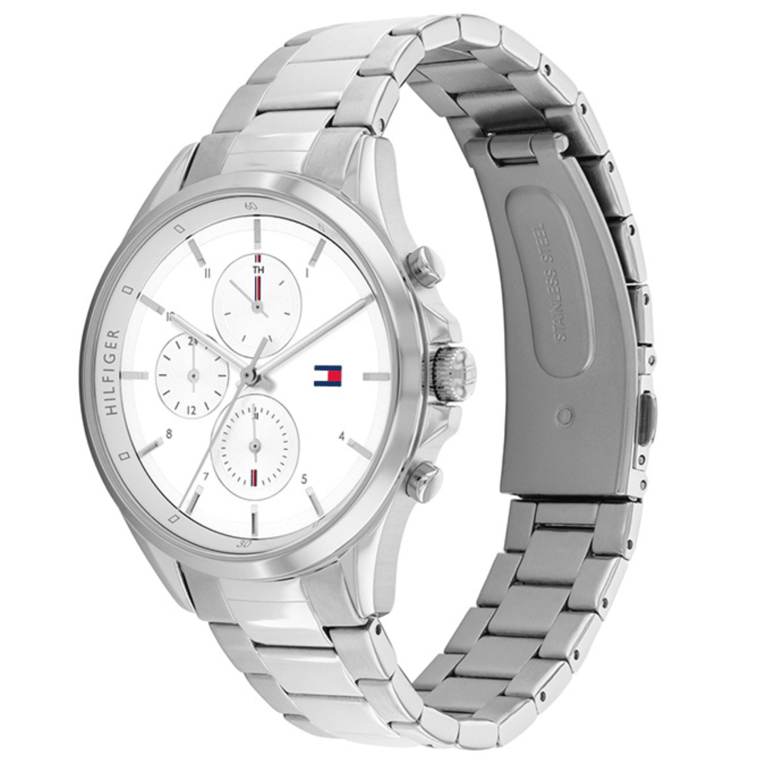 Γυναικείο ρολόι Tommy Hilfiger Stella 1782435 με ασημί ατσάλινο μπρασελέ και άσπρο καντράν διαμέτρου 38mm.