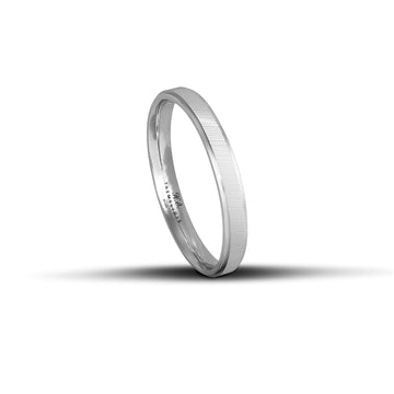 Λευκόχρυσες βέρες γάμου 3mm με λουστρέ φινίρισμα και σαγρέ λωρίδα στο κέντρο, χειροποίητης κατασκευής με ανατομικό σχεδιασμό.