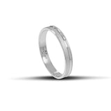 Λευκόχρυσες βέρες γάμου 3.5 mm, ματ με λεπτή λουστρέ γραμμή στο κέντρο, χειροποίητες και κομψές, διαθέσιμες σε 9, 14, 18 ή 22 καράτια.