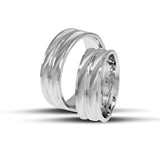 Μοντέρνες Βέρες Γάμου Λευκόχρυσες 7 mm Σαγρέ & Λουστρέ Γραμμές WR233