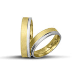 Δίχρωμες βέρες γάμου χρυσές και λευκόχρυσες 5 mm, σαγρέ με λουστρέ γραμμή, διαθέσιμες σε 9, 14, 18 ή 22 καράτια.