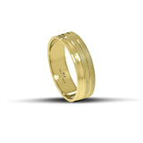 Χρυσές βέρες γάμου 6,5 mm, ματ με λουστρέ λεπτομέρειες, χειροποίητης κατασκευής, διαθέσιμες σε 9, 14, 18 ή 22 καράτια.