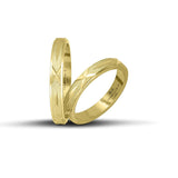 Πρωτότυπες Βέρες Γάμου Χρυσές 3.5 mm Ματ με Λουστρέ Γεωμετρικά Σχέδια WR207