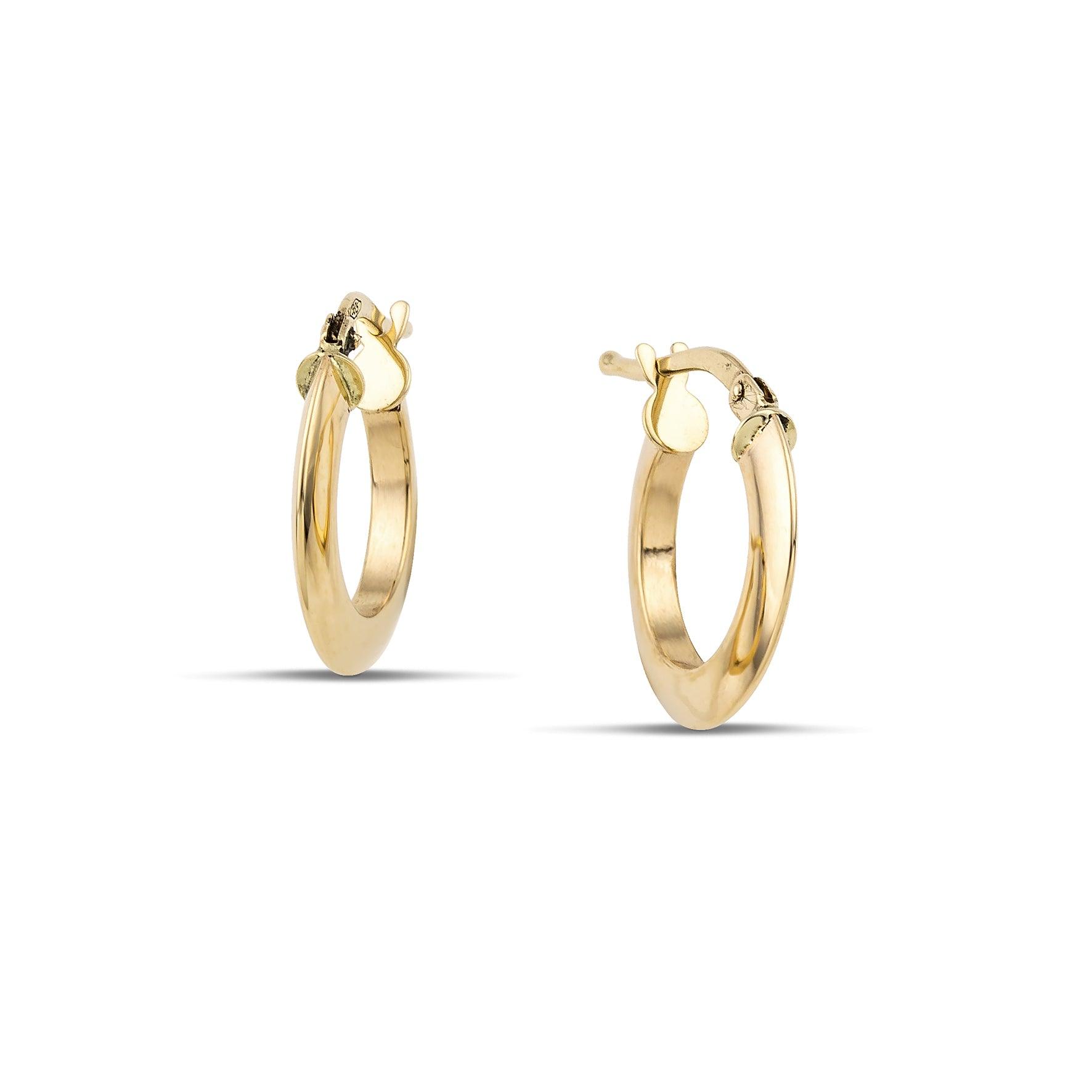 Χρυσά σκουλαρίκια κρίκοι Κ14 πλακέ