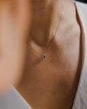 Χρυσό κολιέ Κ14 Ροζέτα με Μπλε Πέτρα