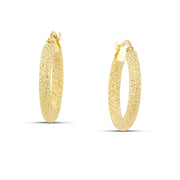 Χρυσά σκουλαρίκια κρίκοι Κ14 με αμμοβολή EG0103.178