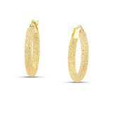 Χρυσά σκουλαρίκια κρίκοι Κ14 με αμμοβολή EG0103.178