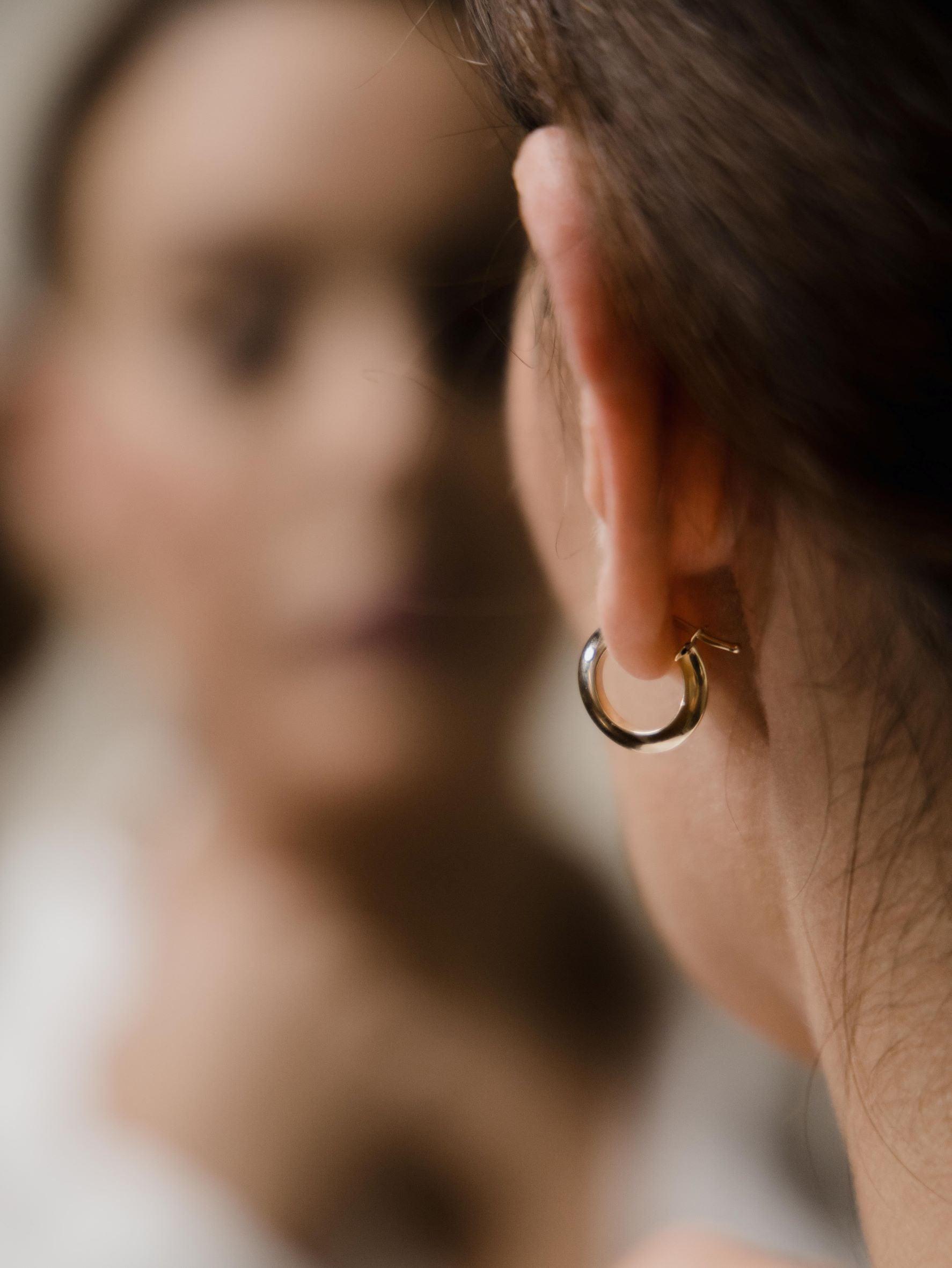 Χρυσά σκουλαρίκια κρίκοι Κ14 πλακέ