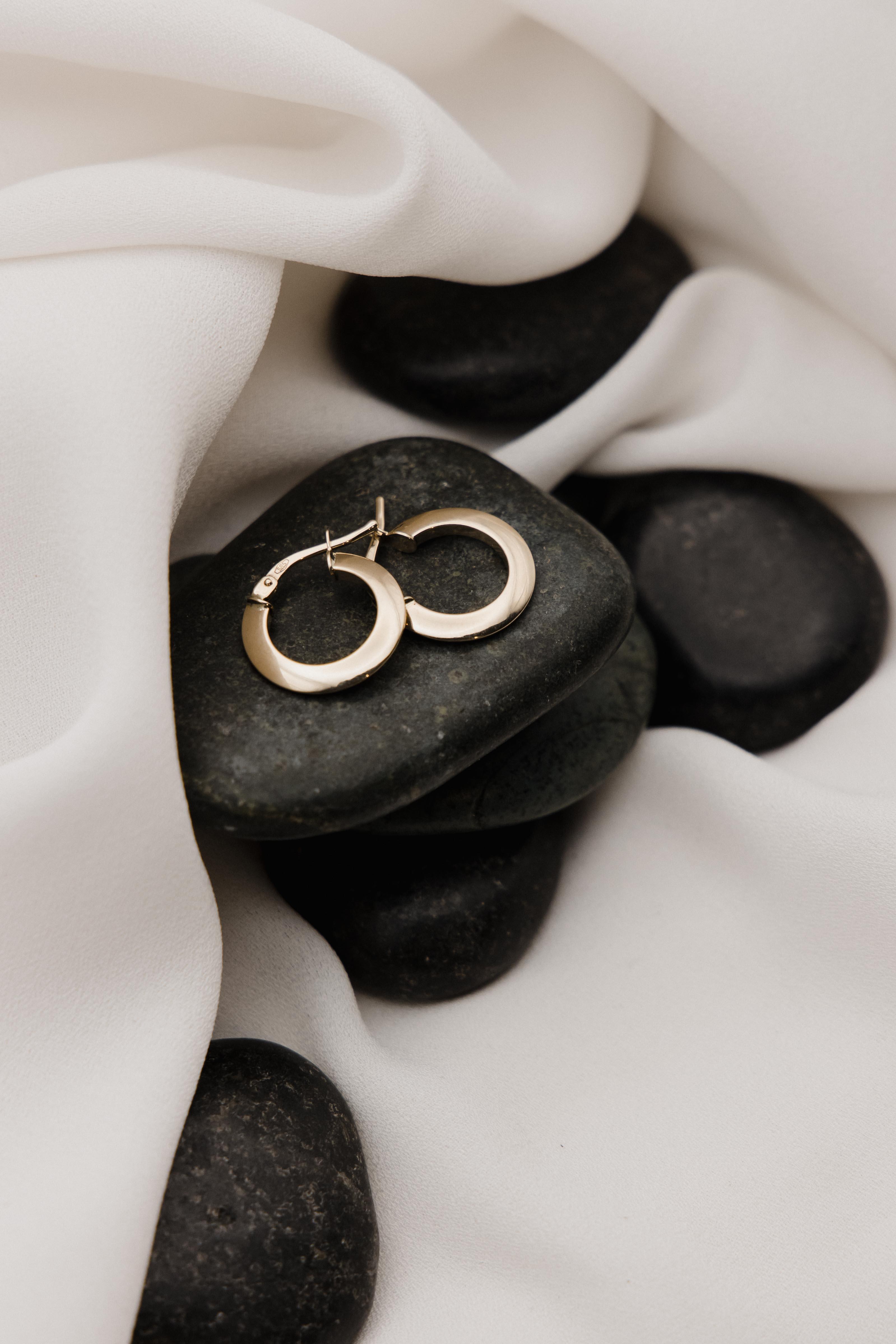 Χρυσά σκουλαρίκια κρίκοι Κ14 πλακέ