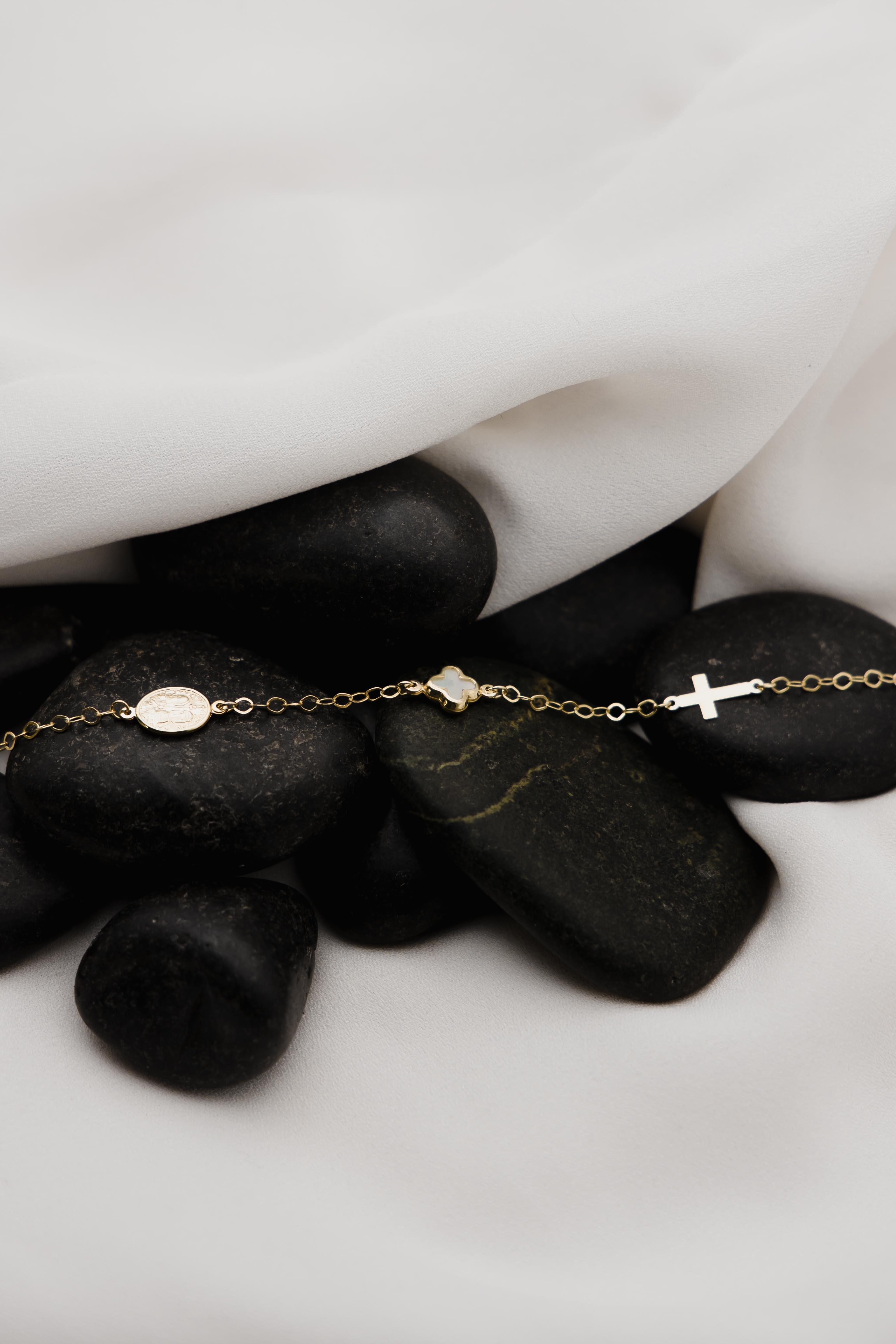 Χρυσό βραχιόλι παιδικό Κ9 με κωνσταντινάτο