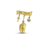 Χρυσή παραμάνα Κ9 με Χριστό και ματάκι MSP0702.009