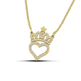 Χρυσό κολιέ Κ14 καρδιά με κορώνα και πέτρες NL0703.019