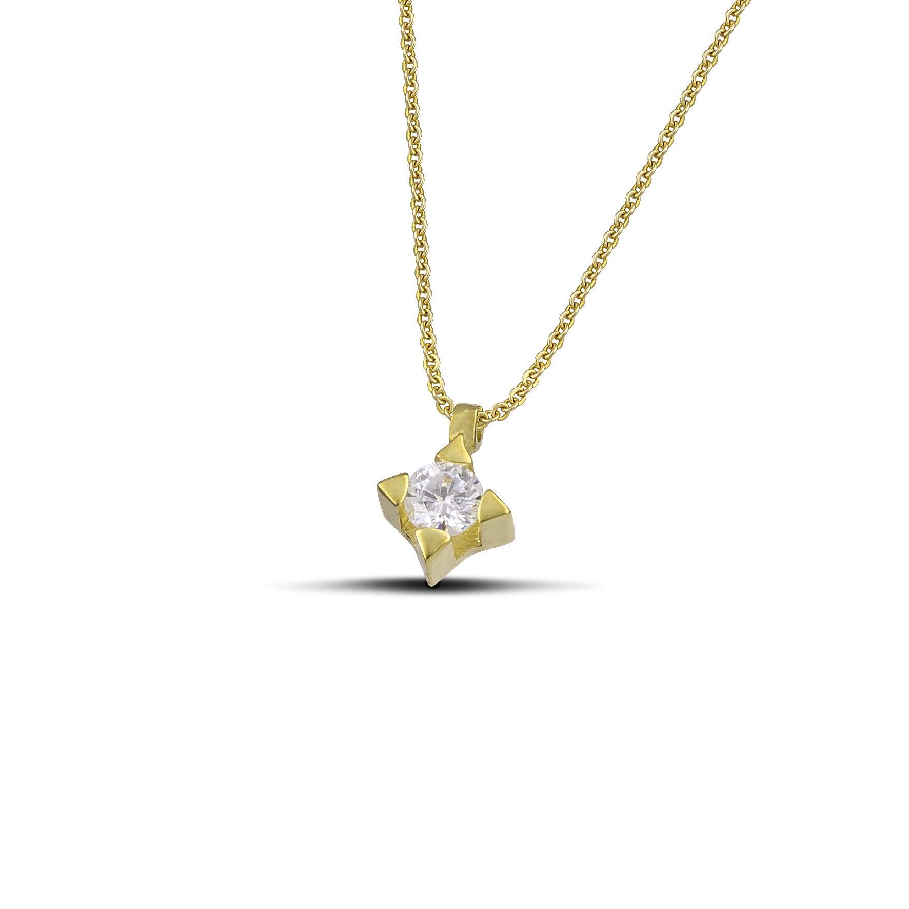 Χρυσό κολιέ Κ9 μονόπετρο