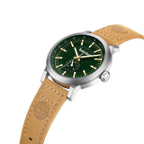 Ρολόι Timberland Driscoll TDWGF2231002 με ταμπά δερμάτινο λουρί, πράσινο καντράν και κάσα διαμέτρου 46mm με ένδειξη 24ωρου.
