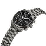 Ανδρικό ρολόι Timberland Henniker II TDWGK2201104 dual time με ανθρακί ατσάλινο μπρασελέ και μαύρο καντράν διαμέτρου 46mm.