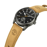 Ρολόι Timberland Northbridge TDWGA0010204 με ταμπά δερμάτινο λουρί, μαύρο καντράν και κάσα διαμέτρου 45mm.
