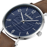Ρολόι Timberland Ripton TDWGA0010901 με καφέ δερμάτινο λουρί, μπλε καντράν και κάσα διαμέτρου 42mm.