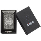 Αντιανεμικός αναπτήρας Zippo Compass 29232 σε γκρι σκούρο χρώμα,γυαλιστερό φινίρισμα & σχέδιο πυξίδας με δυνατότητα χαράγματος για ένα προσωποποιημένο δώρο.