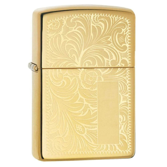 Αντιανεμικός αναπτήρας Zippo Gold Venetian 352B σε χρυσό μεταλικό χρώμα με φλοράλ λεπτομέρειες και δυνατότητα χάραξης.