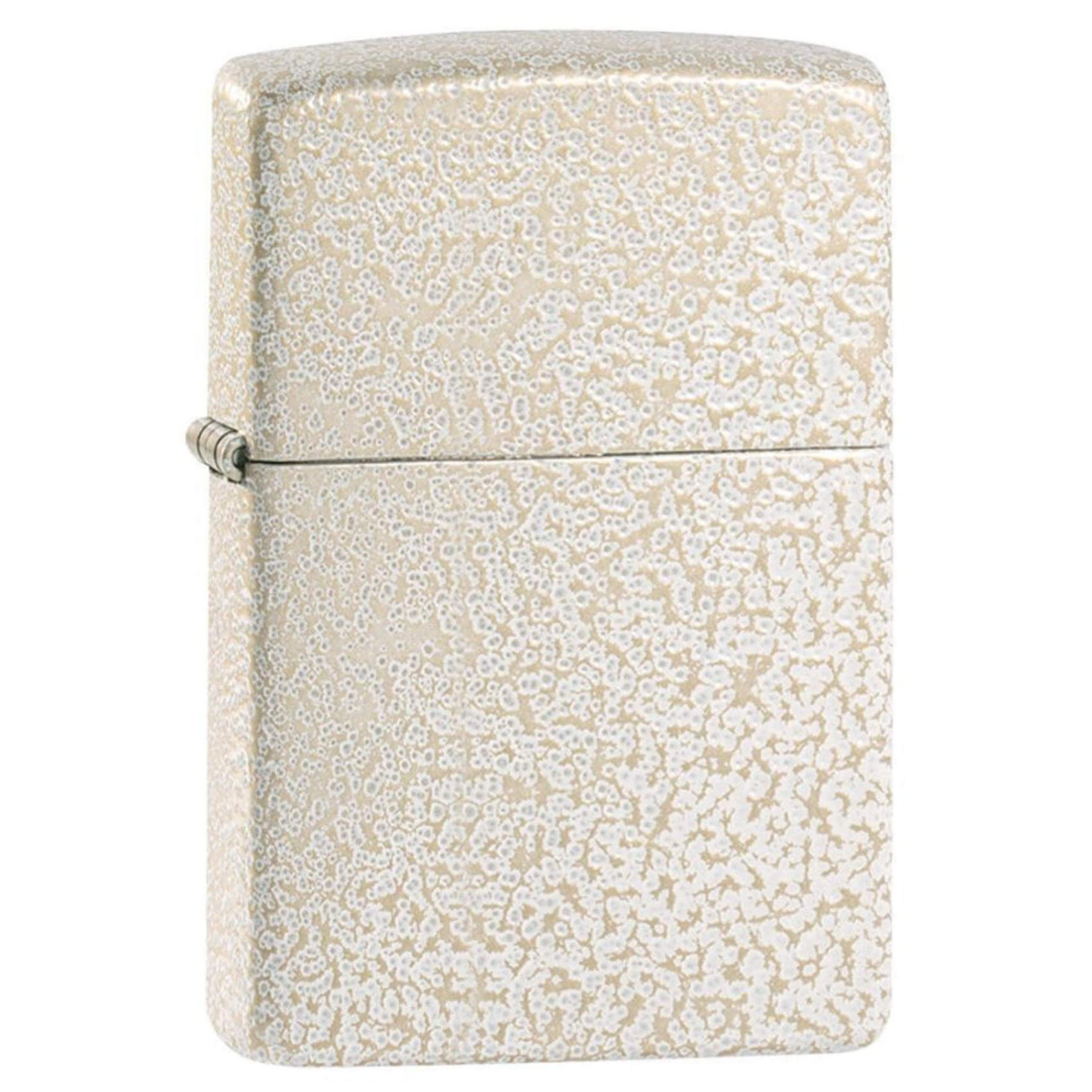 Αντιανεμικός αναπτήρας Zippo Mercury Glass Matte 49181 σε μπεζ μεταλικό χρώμα με ανάγλυφη υφή και δυνατότητα χάραξης.