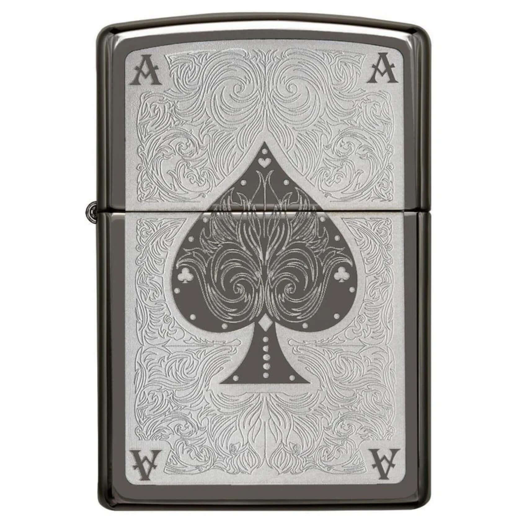 Αναπτήρας Zippo Ace Filigree 28323 αντιανεμικός με σχέδιο ace of spades και filigree λεπτομέρειες.
