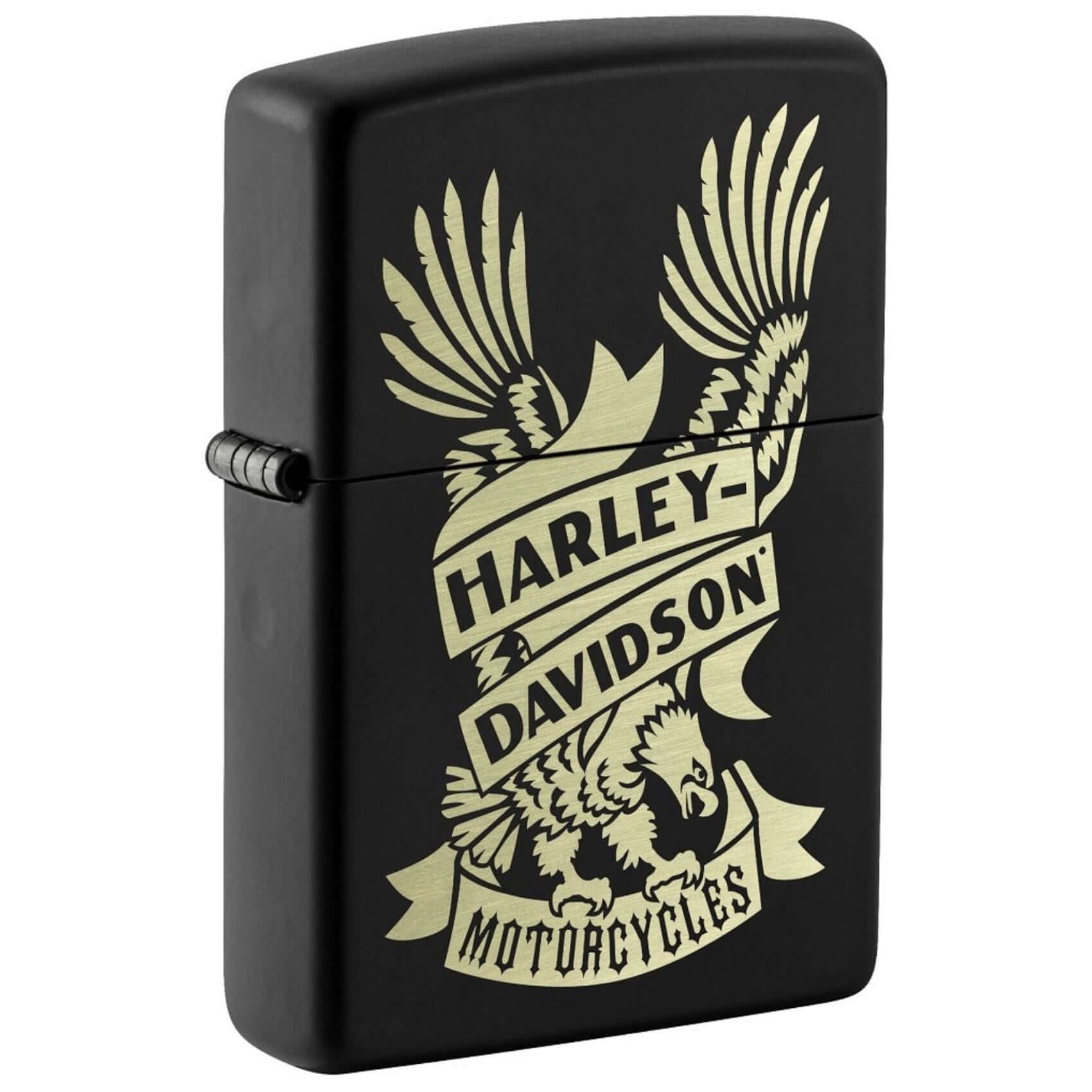Αναπτήρας Zippo Harley-Davidson 49826 με ρετρό σχέδιο και το λογότυπο της Harley-Davidson σε μαύρο χρώμα
