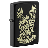 Αναπτήρας Zippo Harley-Davidson 49826 με ρετρό σχέδιο και το λογότυπο της Harley-Davidson σε μαύρο χρώμα