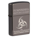 Αναπτήρας Zippo Odin Design 49302 σε πλάγια όψη με φινίρισμα Black Ice®.