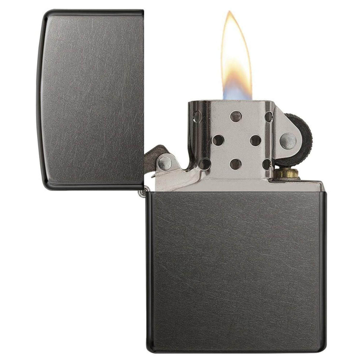 Αντιανεμικός αναπτήρας Zippo Reg Gray Dusk 28378 σε σκούρο ανθρακί μεταλικό χρώμα με δυνατότητα χάραξης.